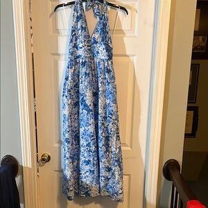 Blue Floral Halter Maxi Dress